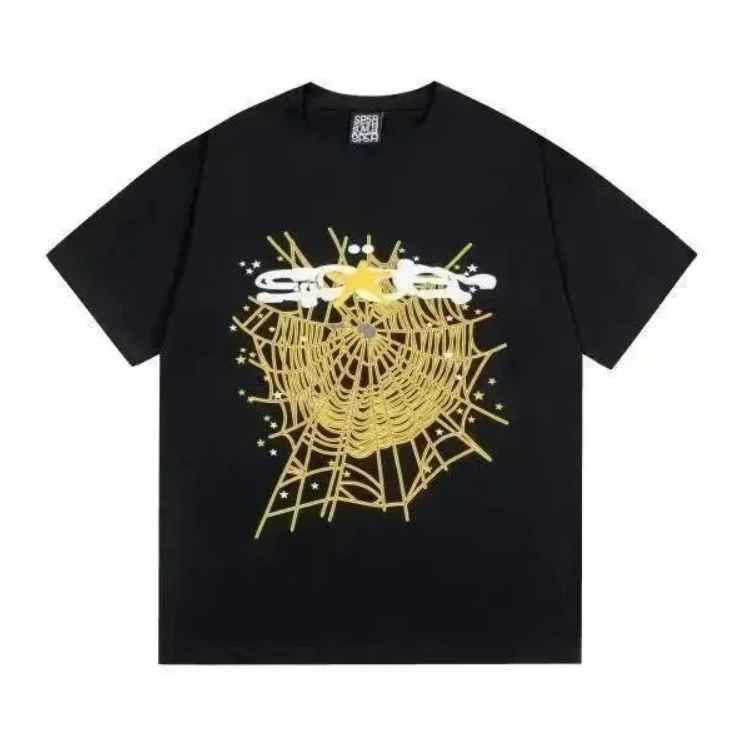 SP5DER Spider Web Print Gothic Punk T-Shirt