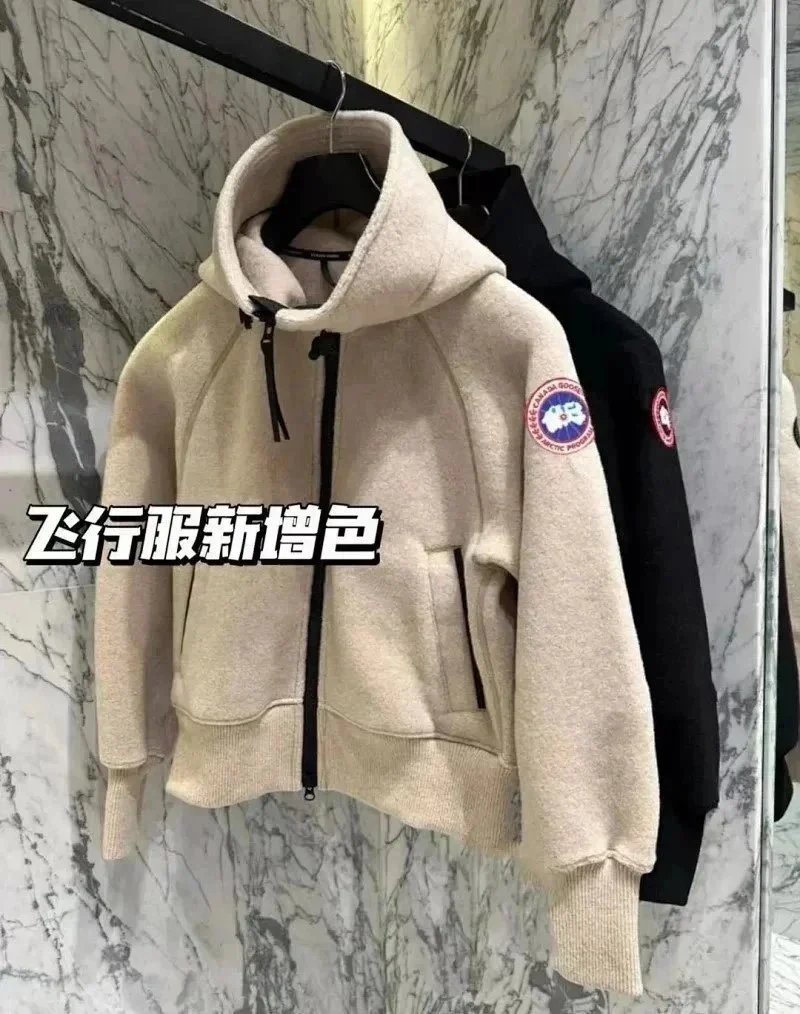 工厂高质量加厚连帽羊毛开衫夹克Can