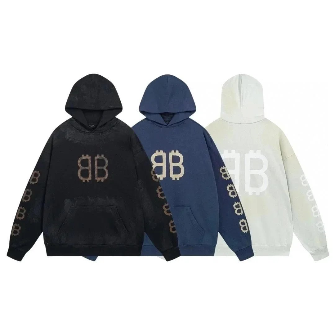 Men's Balenciaga Crypto Logo Cotton- jersey Hoodie