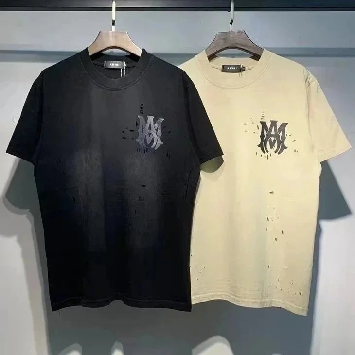 Amiri Ripped Design Short Sleeve T-Shirt