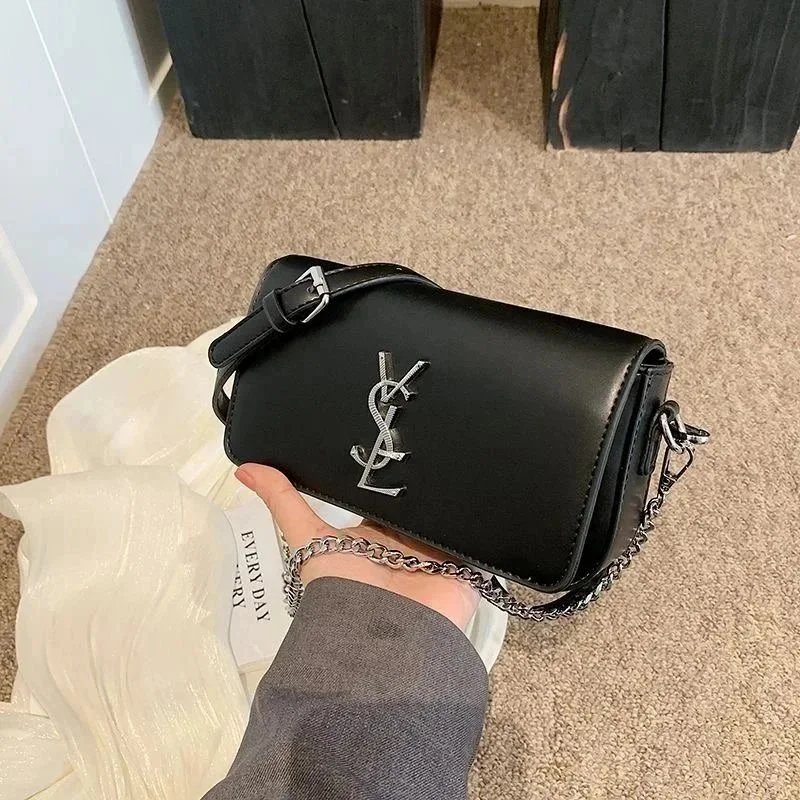 Saint Laurent Solferino Medium Satchel In Smooth Leather Black in Calfskin Leather with Silver-tone