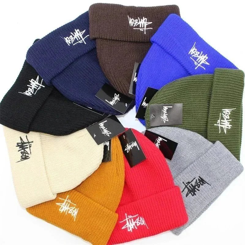 2024 Stussy Solid Color Embroidery Trendy Knitted Hat Cold Hat