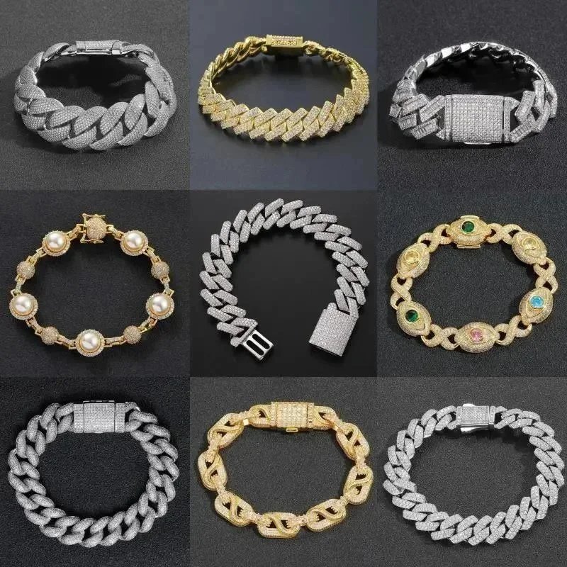 5A*Cubic Zirconia Stone 闪钻手链高品质嘻哈首饰