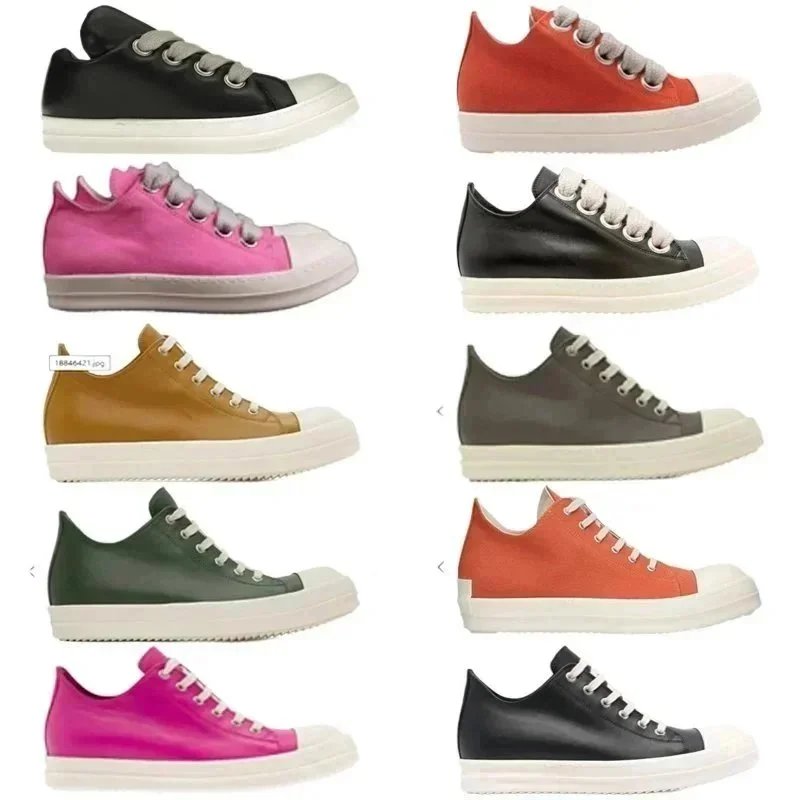 Rick Owens Gray Full Grain Low Sneakers