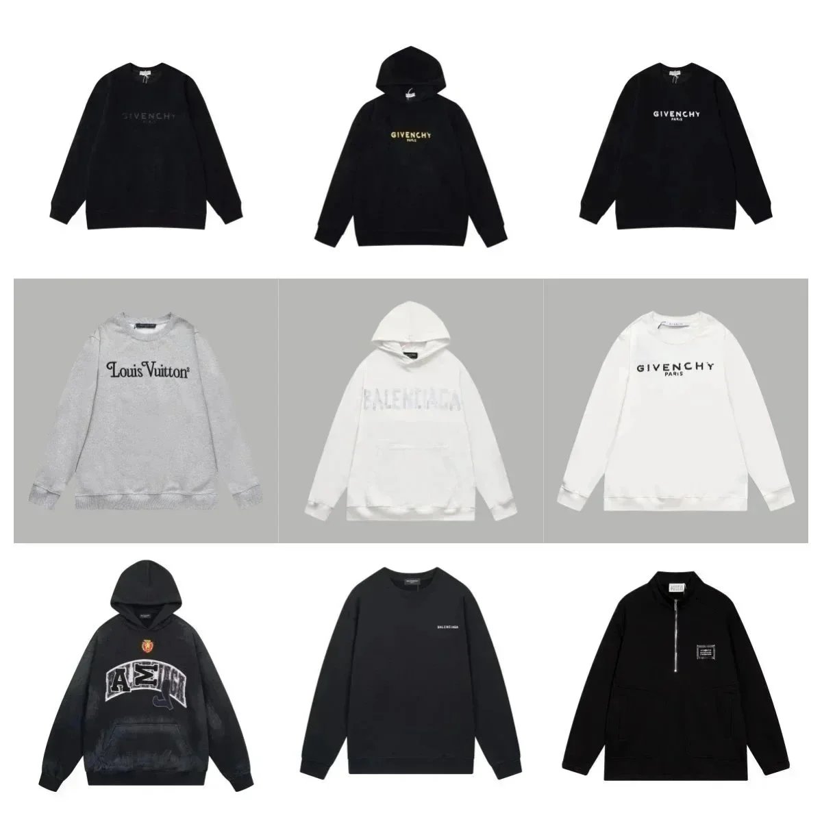 Balenciaga Men's Tape Logo Distressed Cotton Hoodie