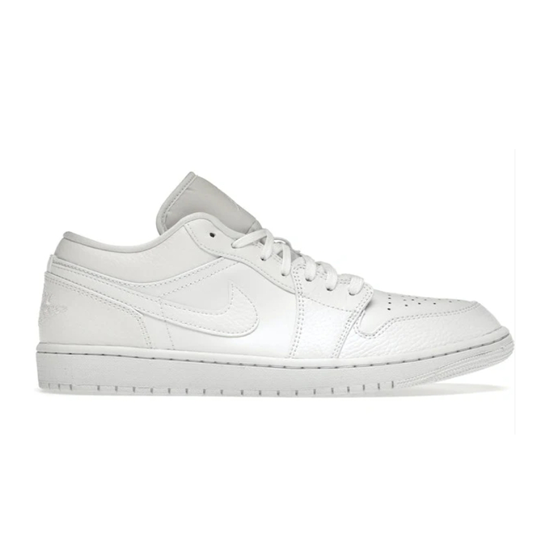 Jordan 1 Low Triple White Tumbled Leather Men's