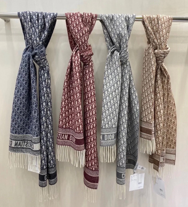 Dior Oblique Print Wool Cashmere Scarf