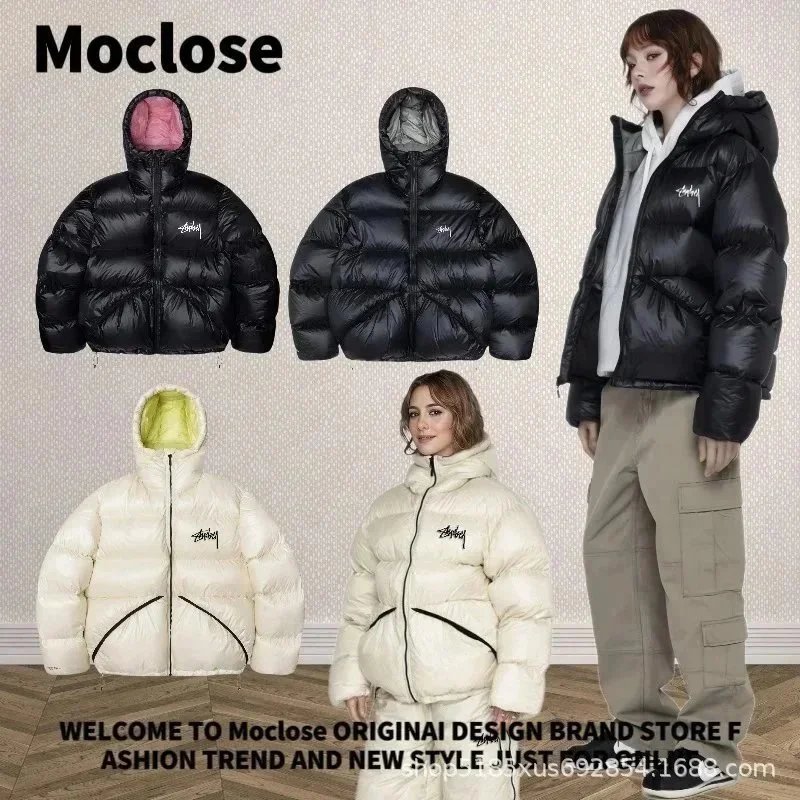Moclose 美式街头秋冬户外宽松保暖纯色男女款羽绒面包服情侣外套