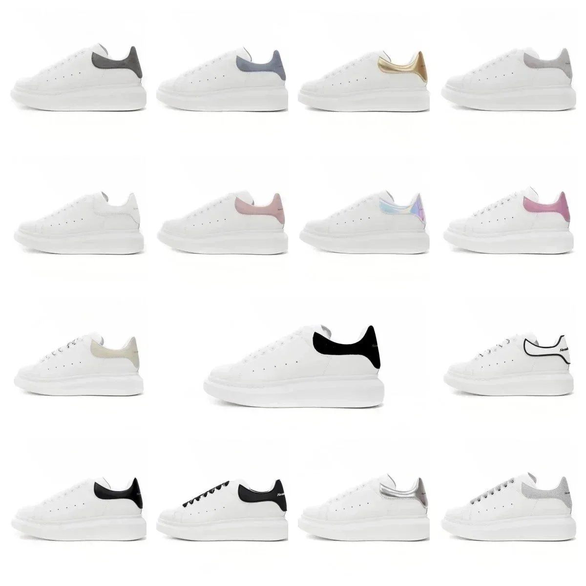 Alexander McQueen o1s22i1n1024 Leather Sneakers in White Black