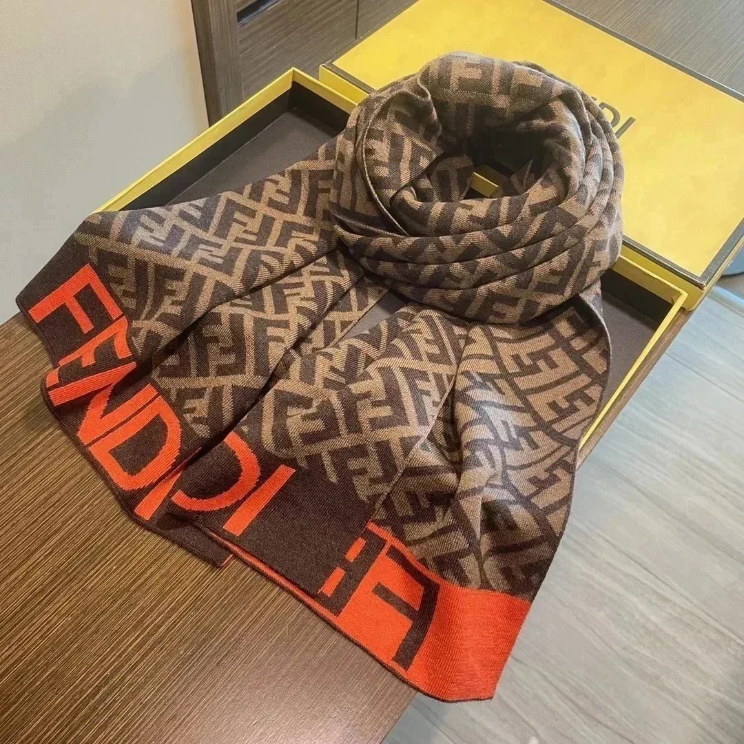 Fendi FF Motif Multi Wool Cashmere Scarf