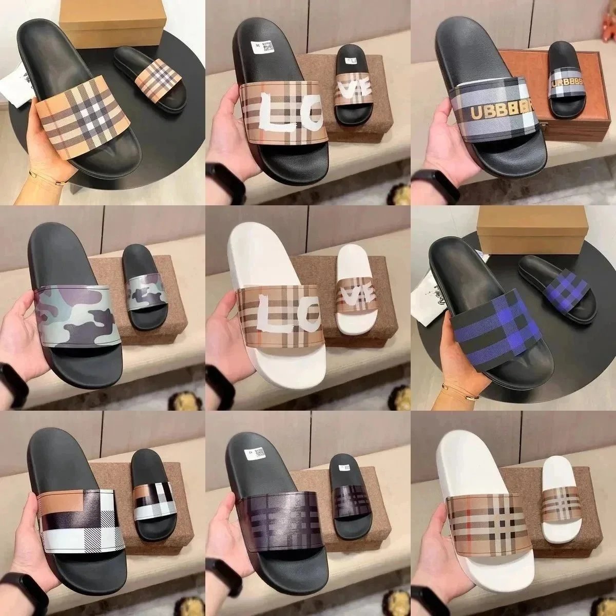 Embroidered Leather Mesh Designer Slippers