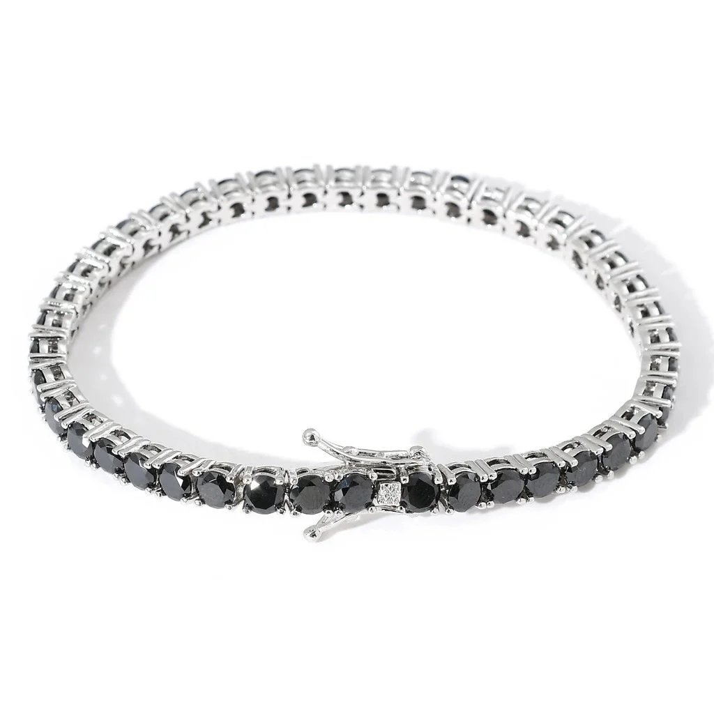 4mm-black zircon-silver-tennis chain