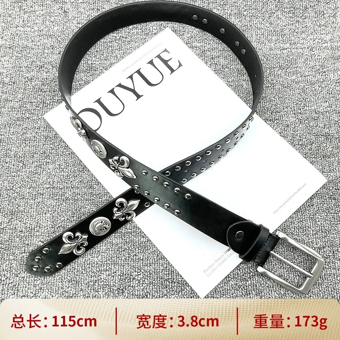 【骷颅头双排钉110cm】十字架腰带