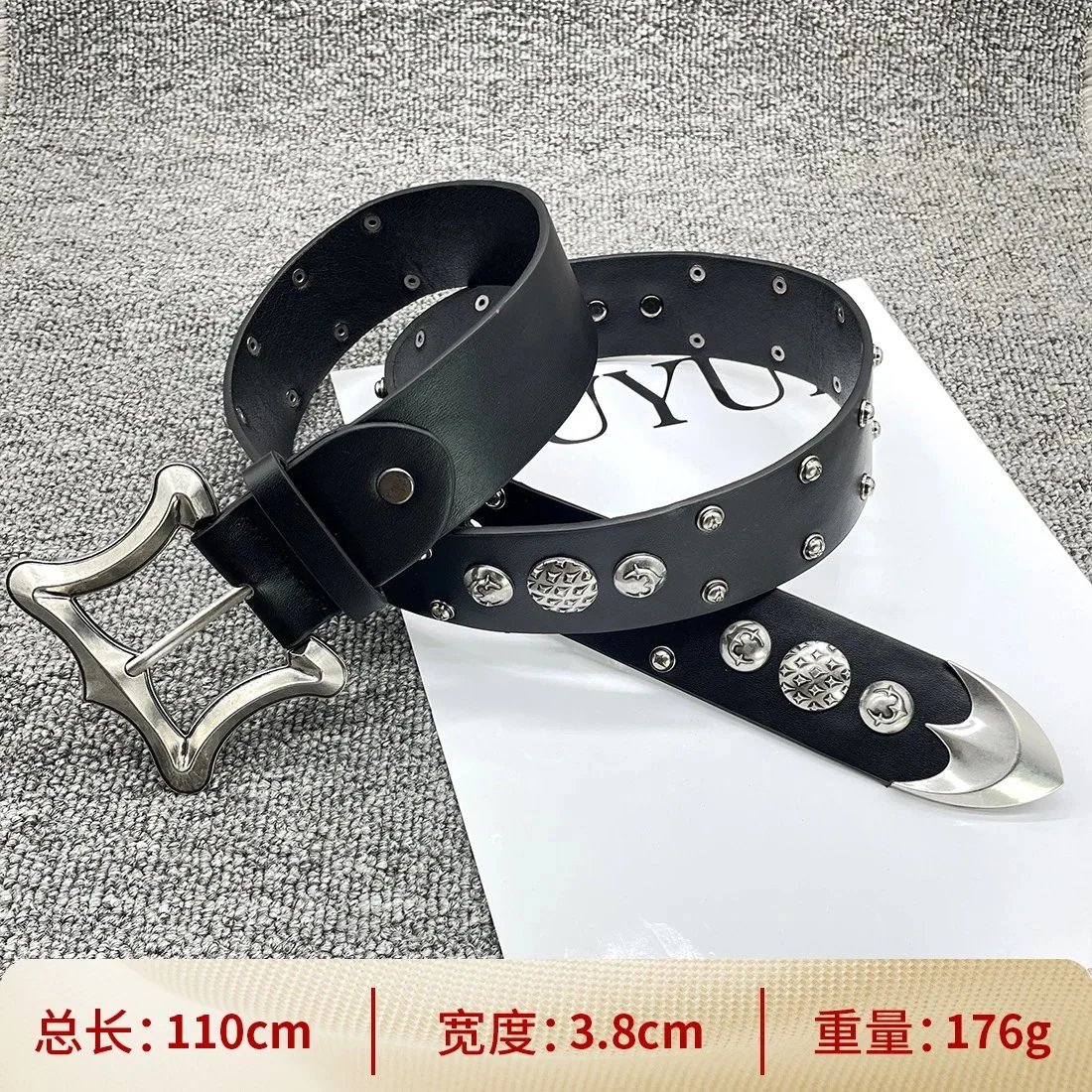 【方扣双排钉110cm】十字架腰带