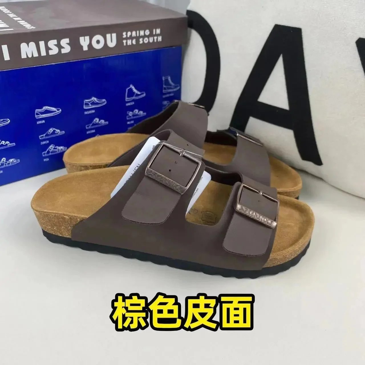 棕色皮面 凉鞋